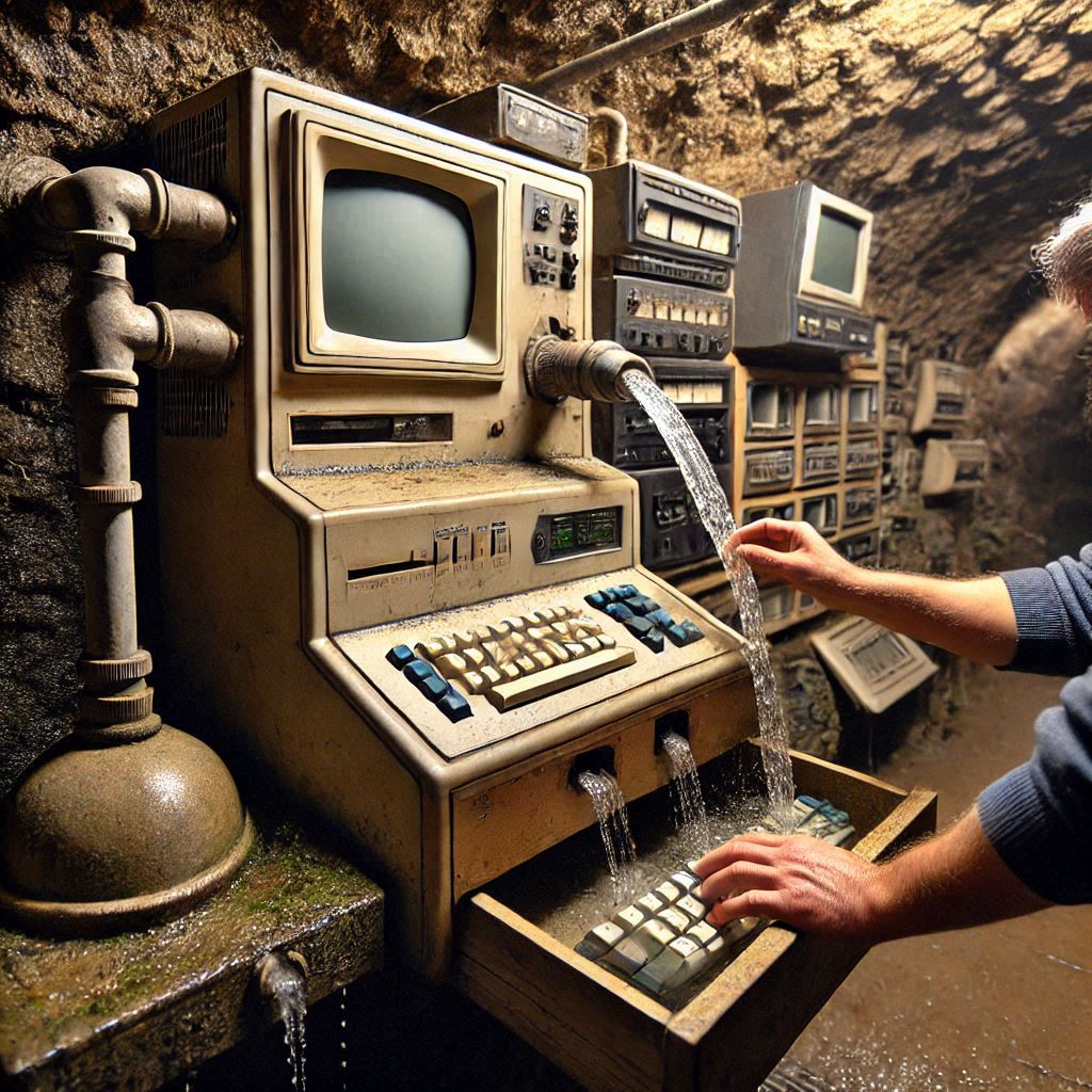 pc doté d'un robinet et tiroir-caisse dans une grotte