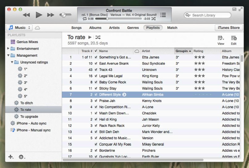 iTunes screenshot with playlists in sidebar
